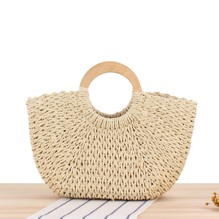 Braided raffia bag with round wooden handles Bowlift