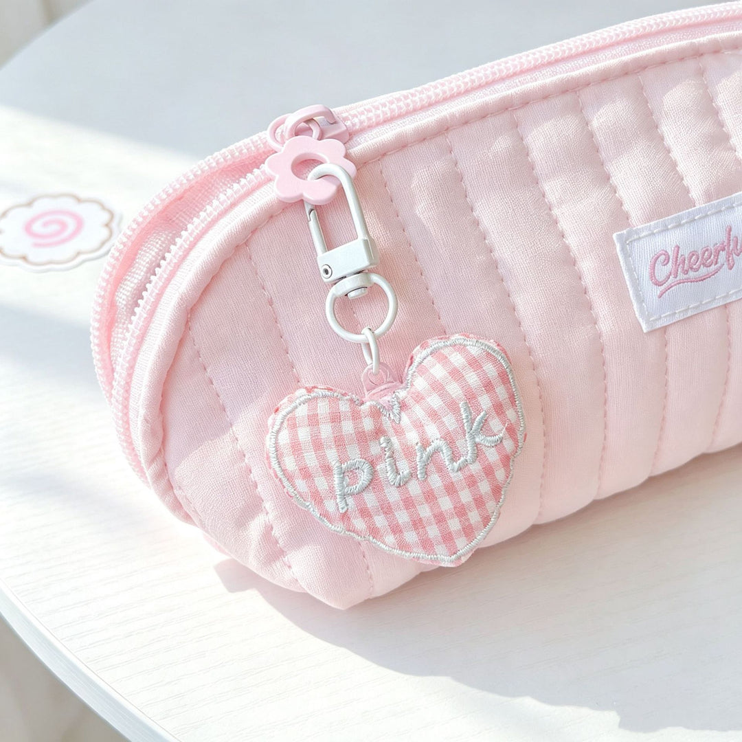 Cute Plush-Lined Zip Cosmetic Pouch with Bunny Charm Bowlift