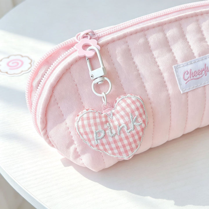 Cute Plush-Lined Zip Cosmetic Pouch with Bunny Charm Bowlift
