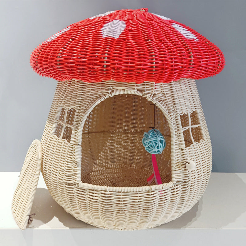 Playful cat basket in mushroom design Bowlift