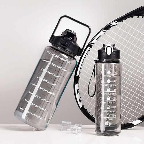 Women's motivation water bottle with integrated time markings and ergonomic design Bowlift