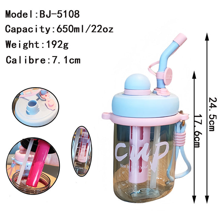 Women's drinking cup with safety lid and straw Bowlift