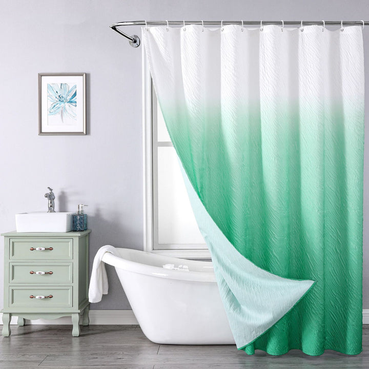 Textured Leaf Motif Shower Curtain Bowlift