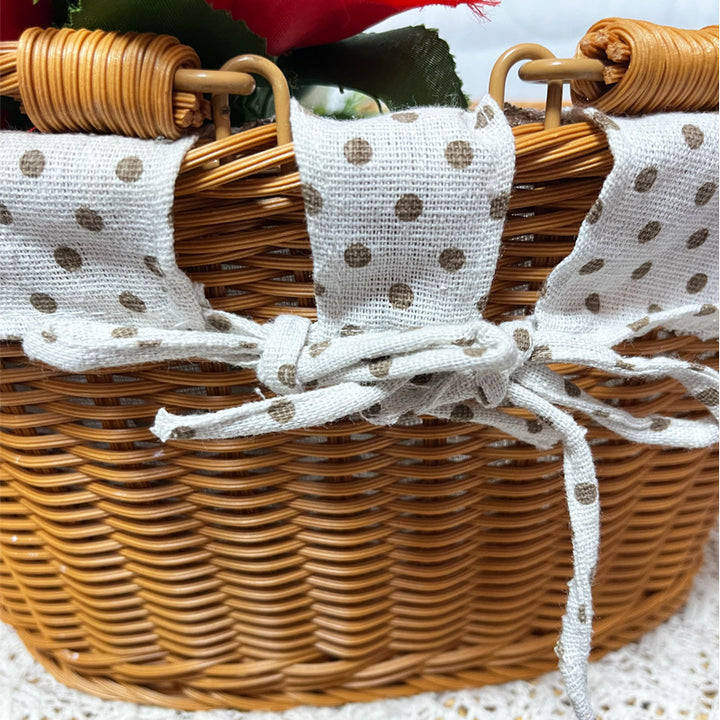 Ladies Elegant Braided Basket with Removable Fabric Insert Bowlift