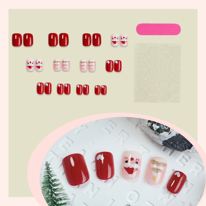 Holiday-Themed Press-On Nail Set with Fun Santa and Heart Designs Bowlift