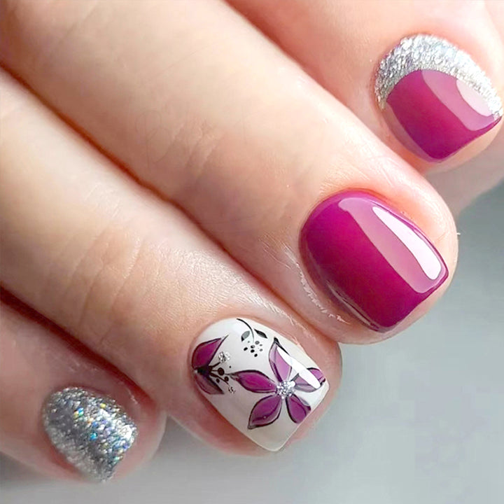 Elegant Floral Press-On Nail Art Kit Bowlift