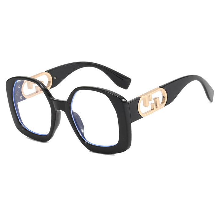 Women oversized sunglasses with extravagant geometric frame and elegant accents Bowlift