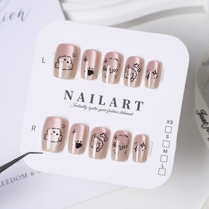 Artistic Stiletto Press-On Nail Set with Floral Embellishments Bowlift