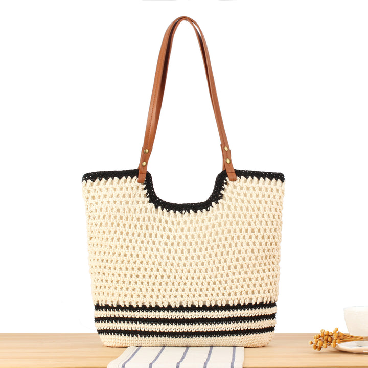Elegant Handcrafted Basket Bag with Wide Leather Handle Bowlift