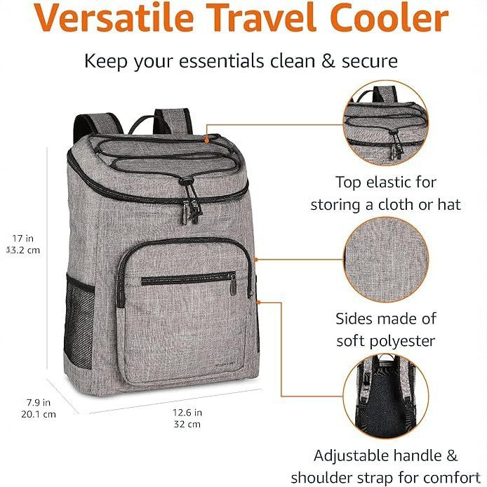 Unisex nano insulated lunch backpack with insulating inner lining and multifunctional organizer pockets Bowlift