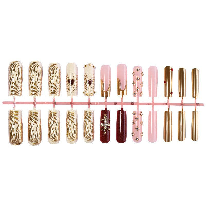 Decorative Press-On Nail Art Set with Elegant Embellishments Bowlift
