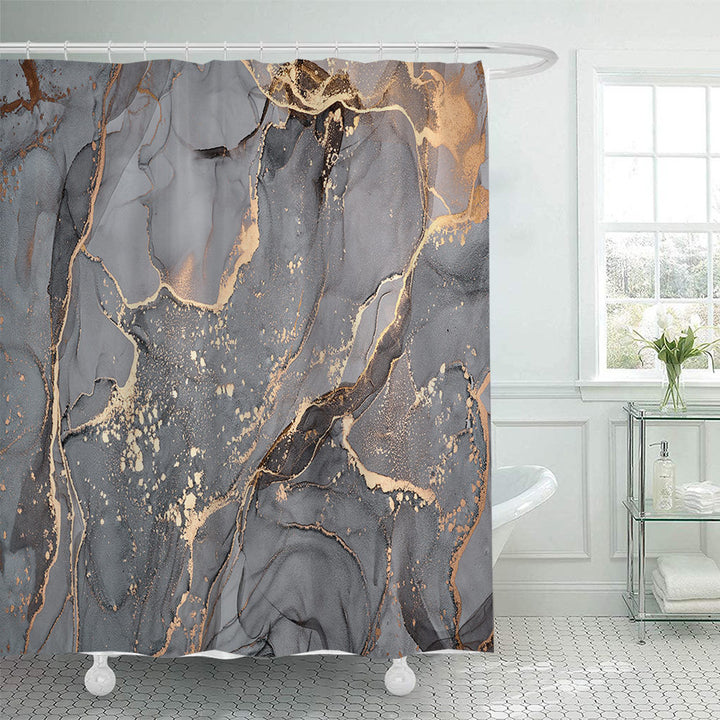 Elegant Marble-Patterned Shower Curtain Bowlift