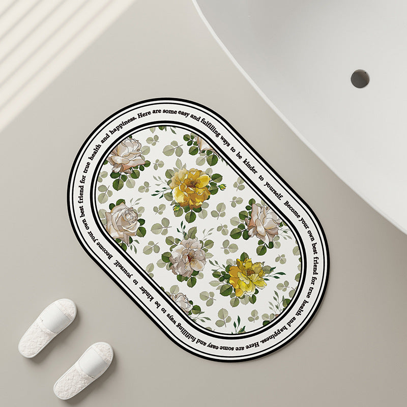 Floral Patterned Bath Mat Bowlift