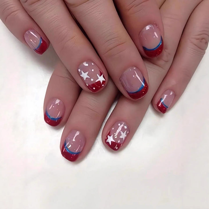 Patriotic Gel Nail Art Extensions Bowlift