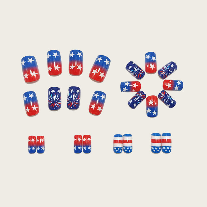 Artificial Nails in the Patriotic Design Bowlift
