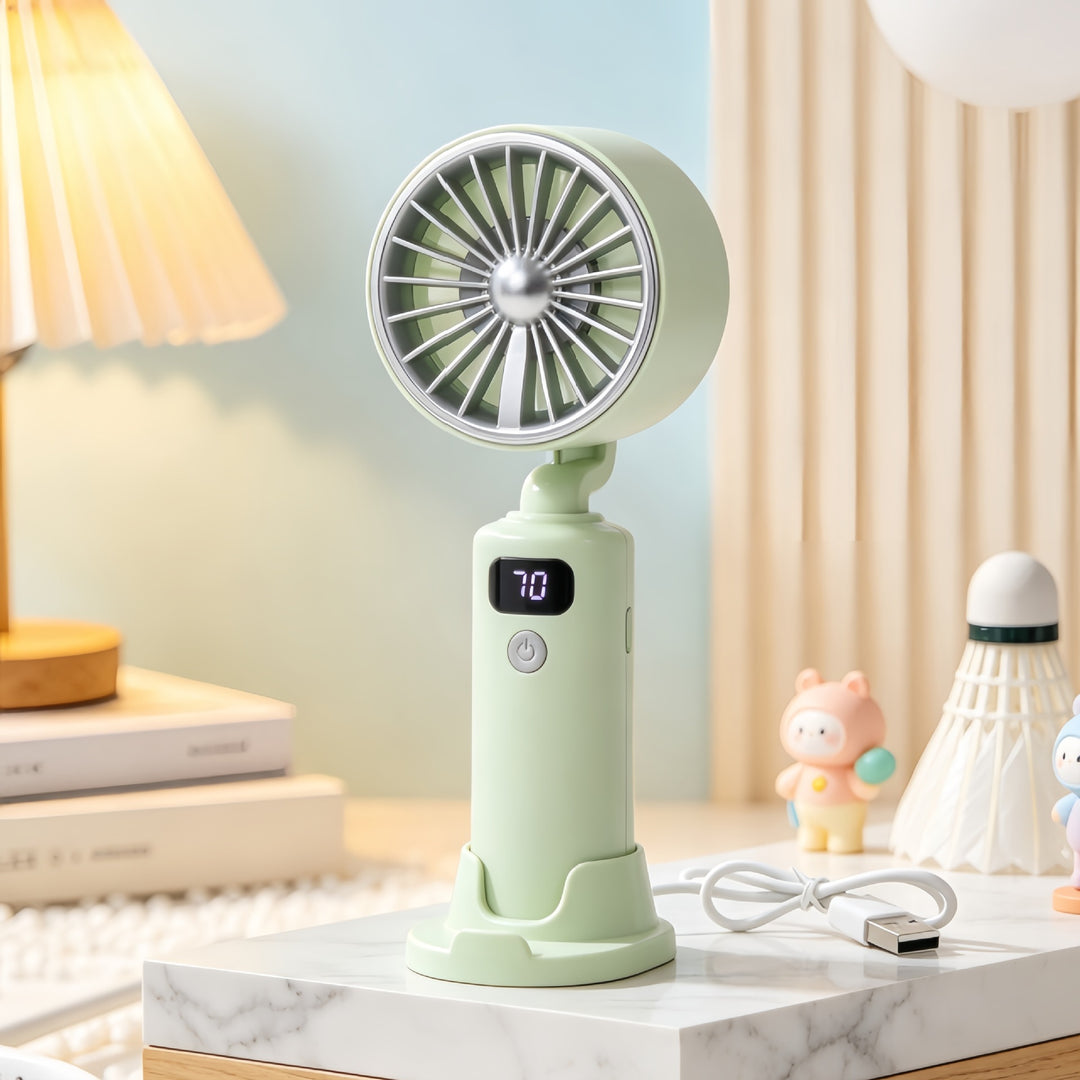 Women's Portable Table Fan with Digital Speed Display Bowlift