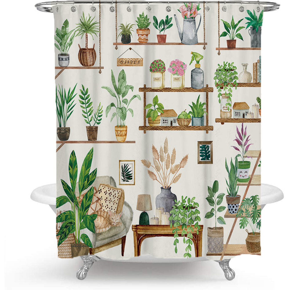 Cactus Garden-Themed Shower Curtain Bowlift
