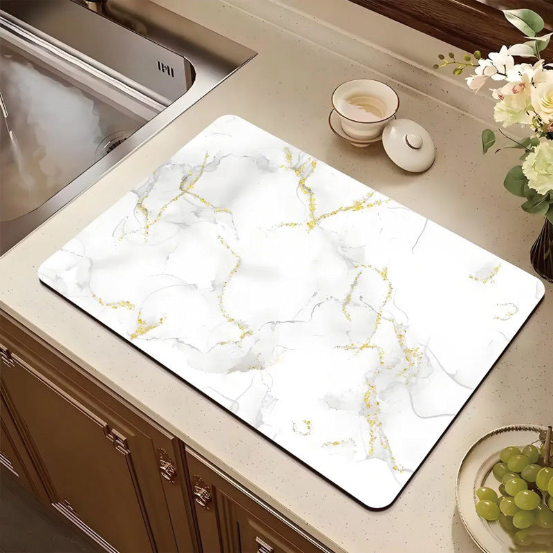 Stylish Marble Pattern Kitchen Mat Bowlift