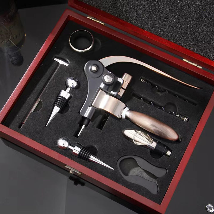 Premium wine accessory gift set with corkscrew foil cutter aerator stopper thermometer Bowlift