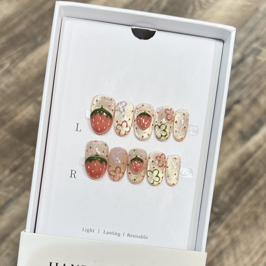 Decorative Floral Stiletto Press-On Nail Set Bowlift