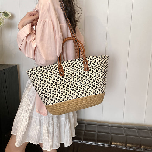 Large beach bag with faux leather handles Bowlift