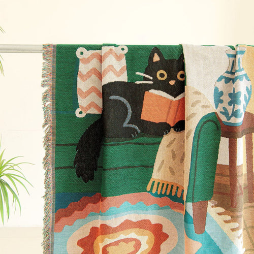 Artistic Cat-Themed Tapestry Blanket