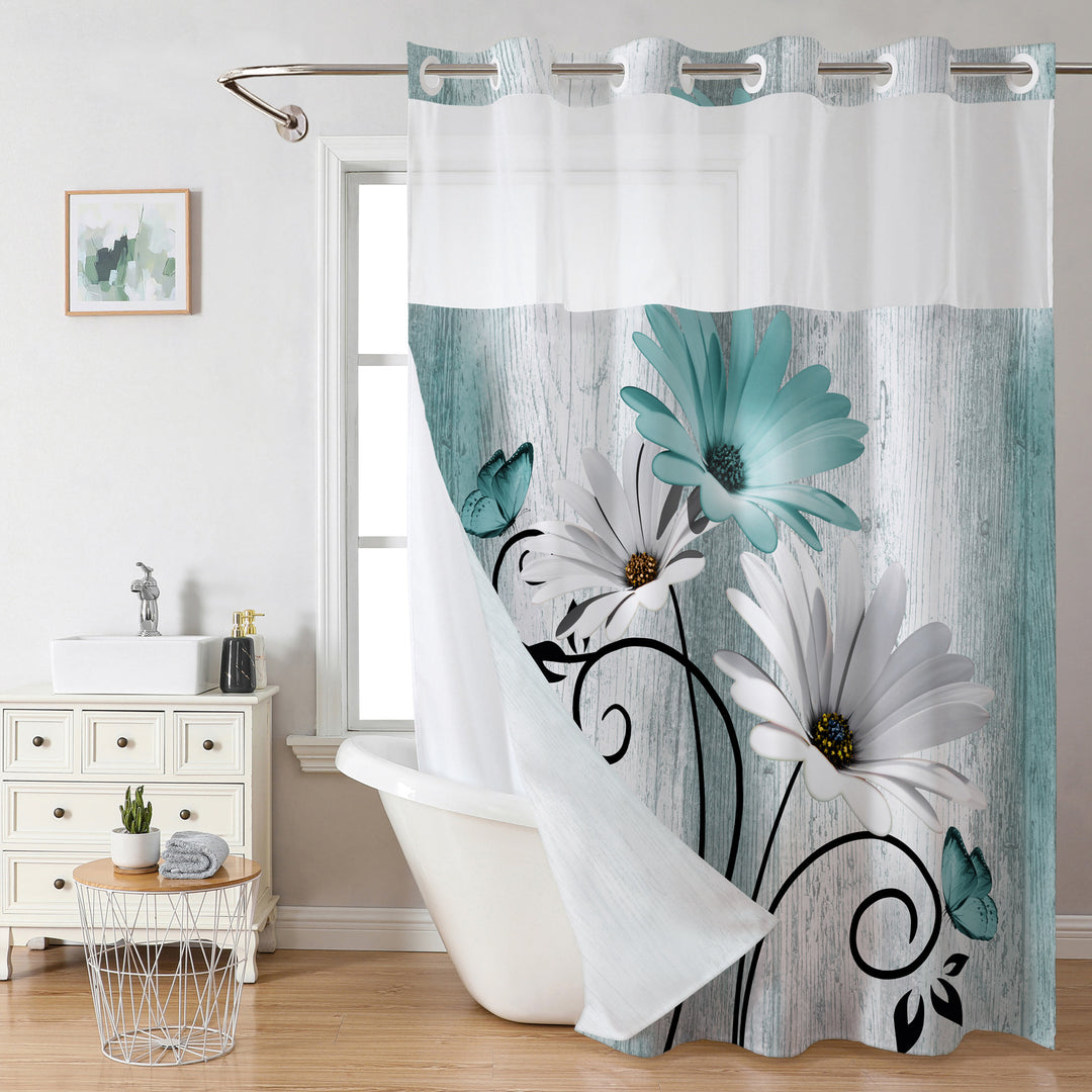Floral Print Shower Curtain Bowlift