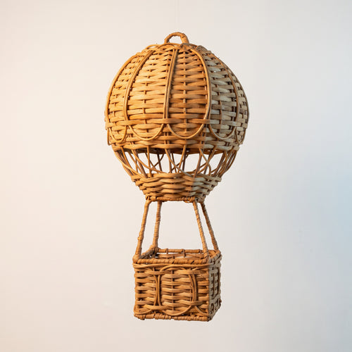 Handwoven storage basket in hot air balloon design Bowlift