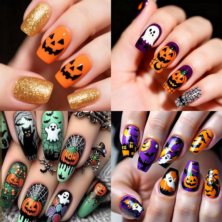 Artificial Nail Set with Colorful Flower Patterns Bowlift