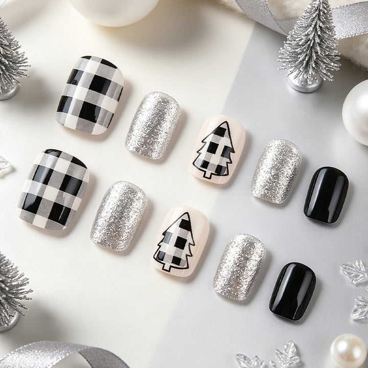 Festive Nail Art Kit with Holiday Tree Designs Bowlift