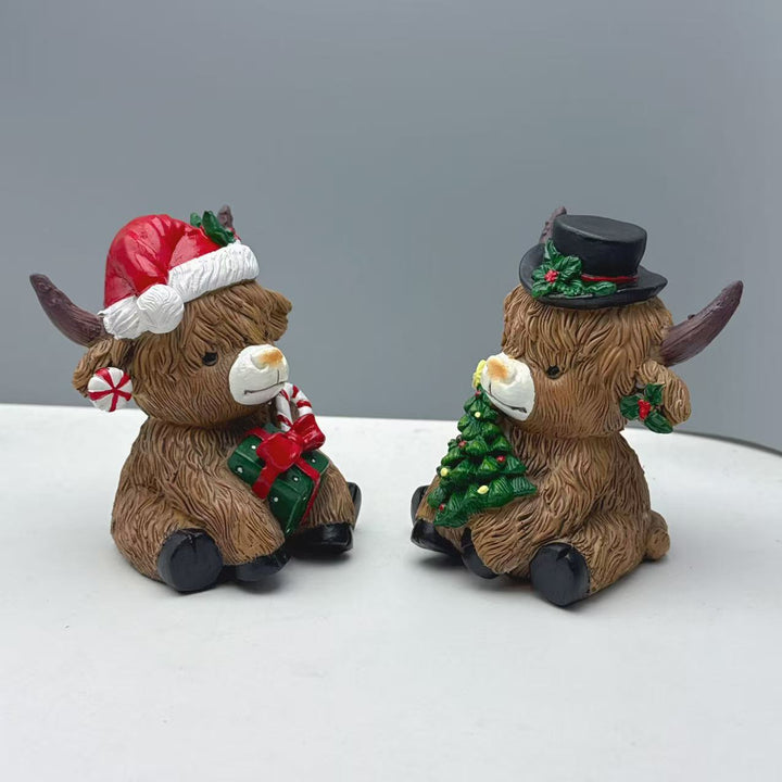 Decorative Highland Cow Figurine Bowlift