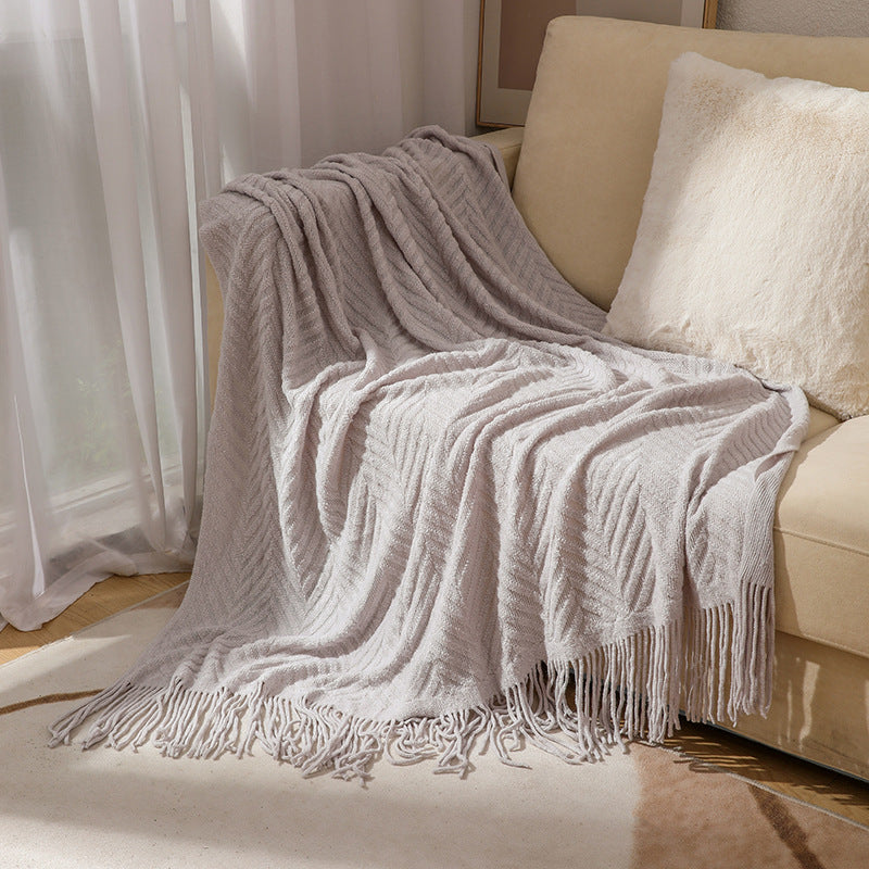 Cozy Knit Fringe Blanket Bowlift