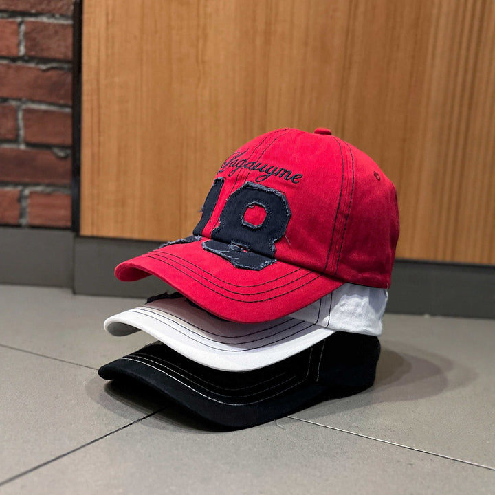 Men's Distressed Embroidered Baseball Cap Bowlift