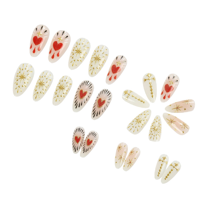 Nail art with glitter and heart decoration Bowlift