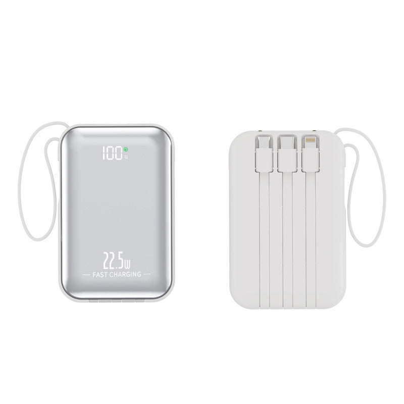 Portable power bank with integrated charging cables and fast charging function Bowlift