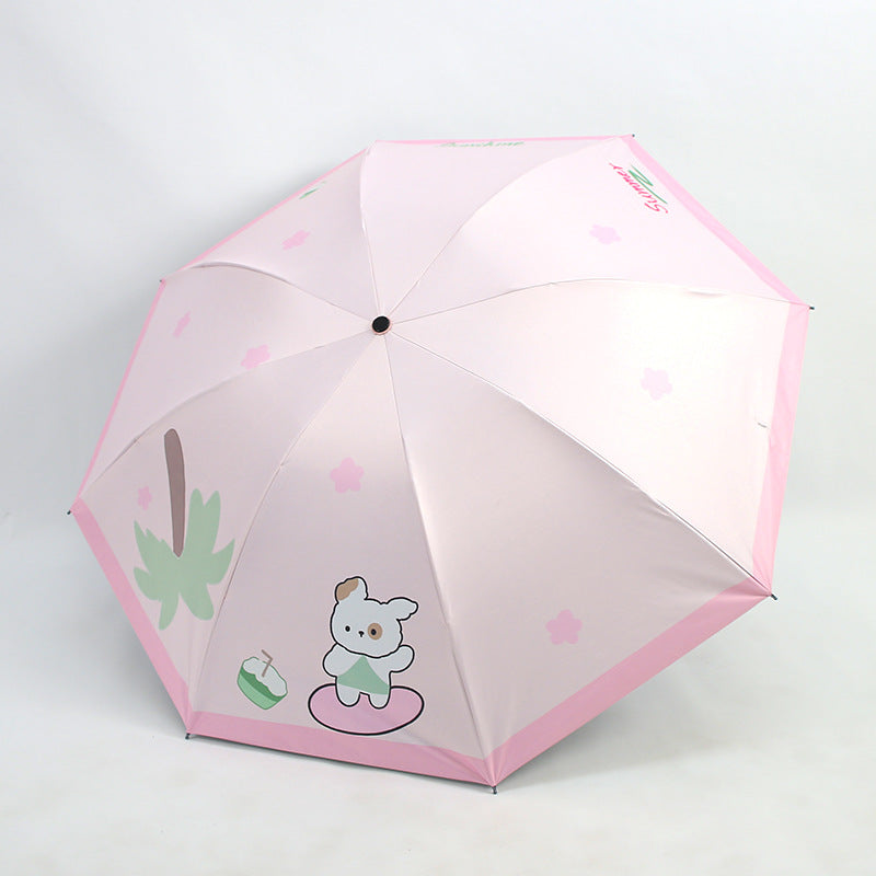 Ladies Folding Umbrella with Cute Design Bowlift