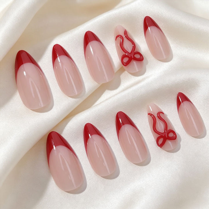 Elegant Dual-Tone Press-On Nail Set Bowlift
