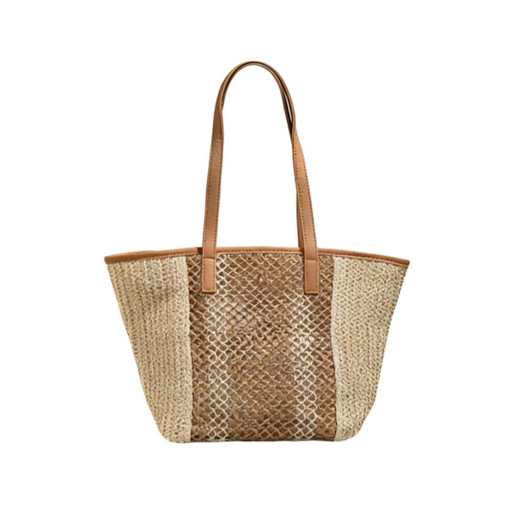 Elegant Bast Handbag with Leather Accents Bowlift