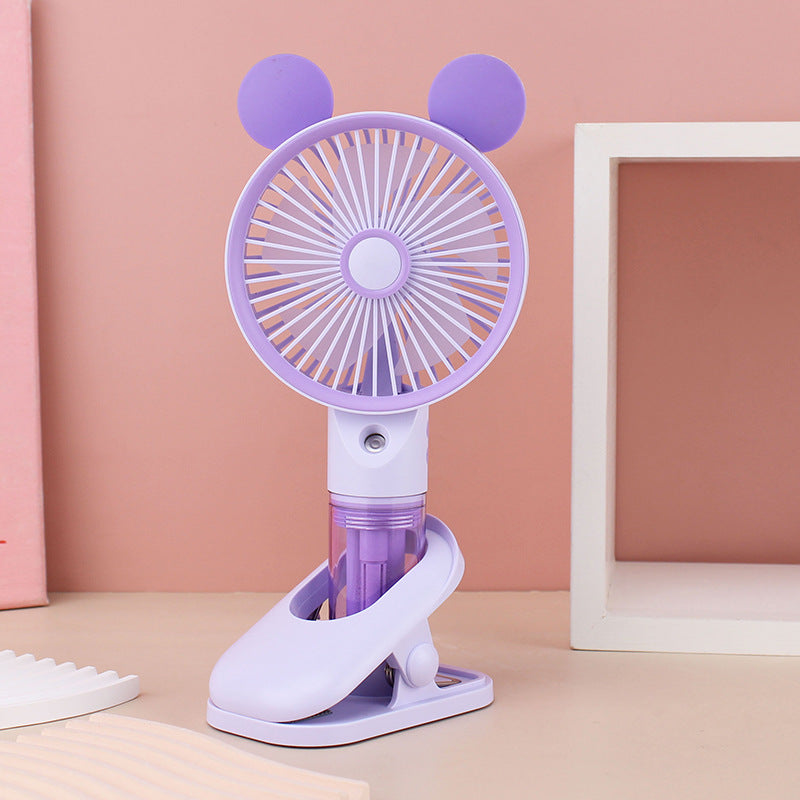 Cooling compact rechargeable clip-on misting handheld fan with detachable water reservoir and adjustable tilt Bowlift