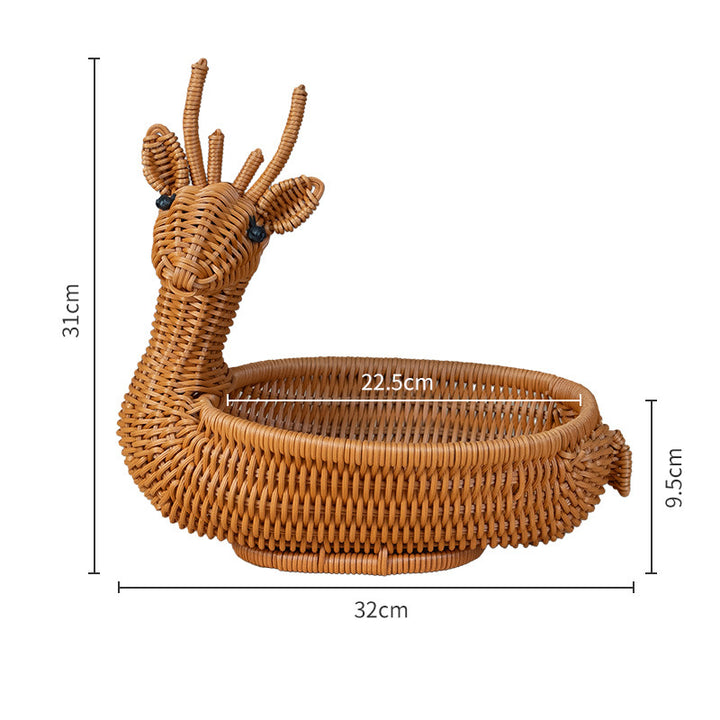 Decorative Animal-Shaped Woven Basket Bowlift