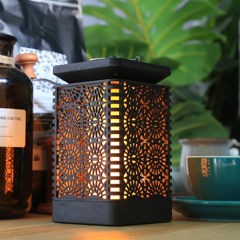 Solar Powered Decorative Metal Lantern With Flickering LED Flame Effect Bowlift