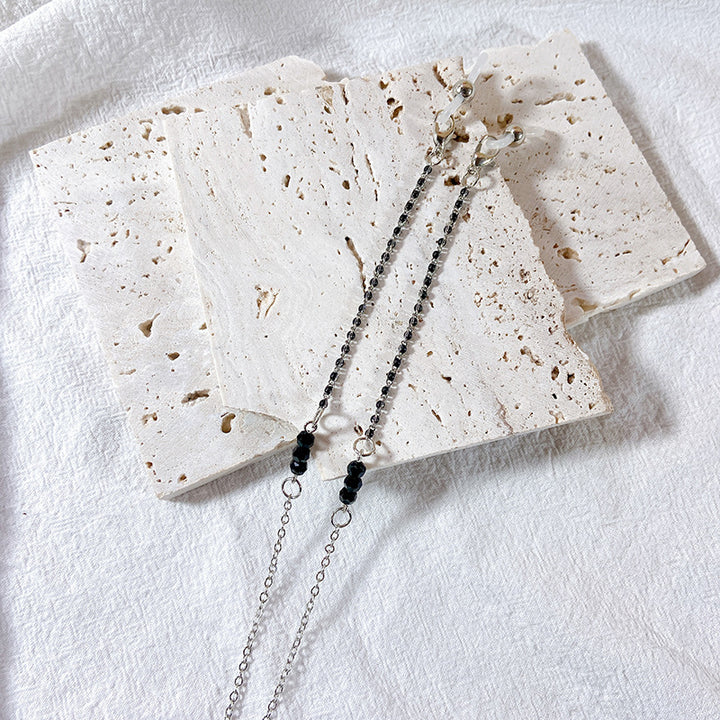 Elegant Glasses Holder Chain with Black Pearls Bowlift