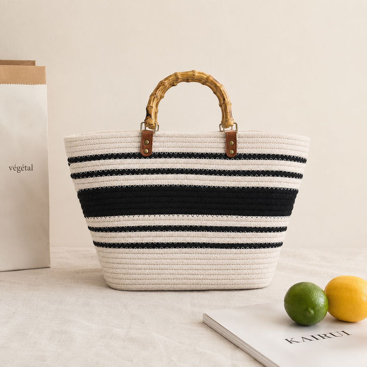Stylish basket bag with bamboo handles Bowlift