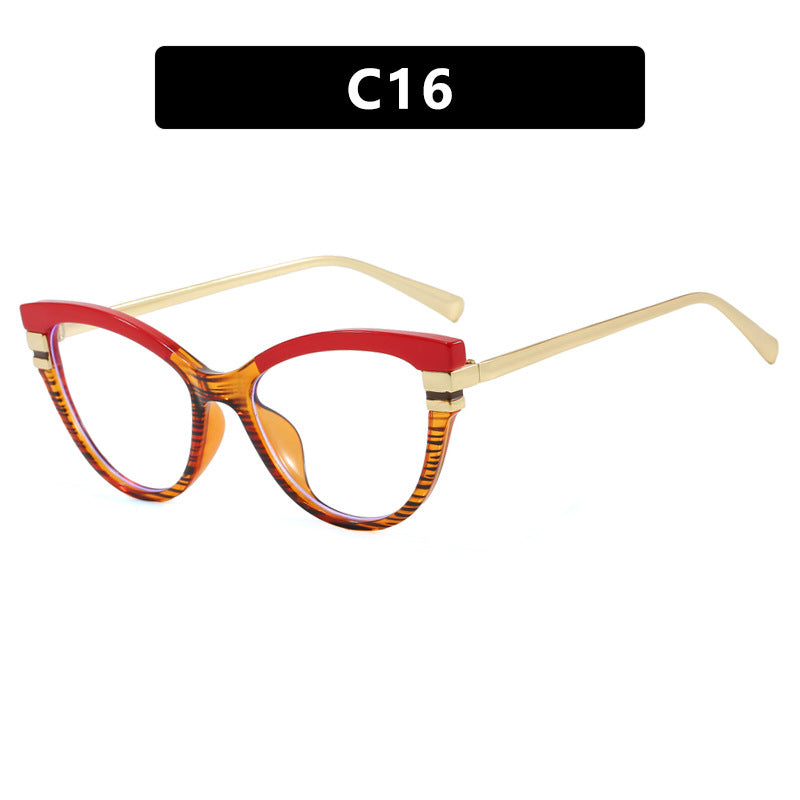 Ladies Cat-Eye Sunglasses with Elegant Plastic Frame and Golden Accents Bowlift