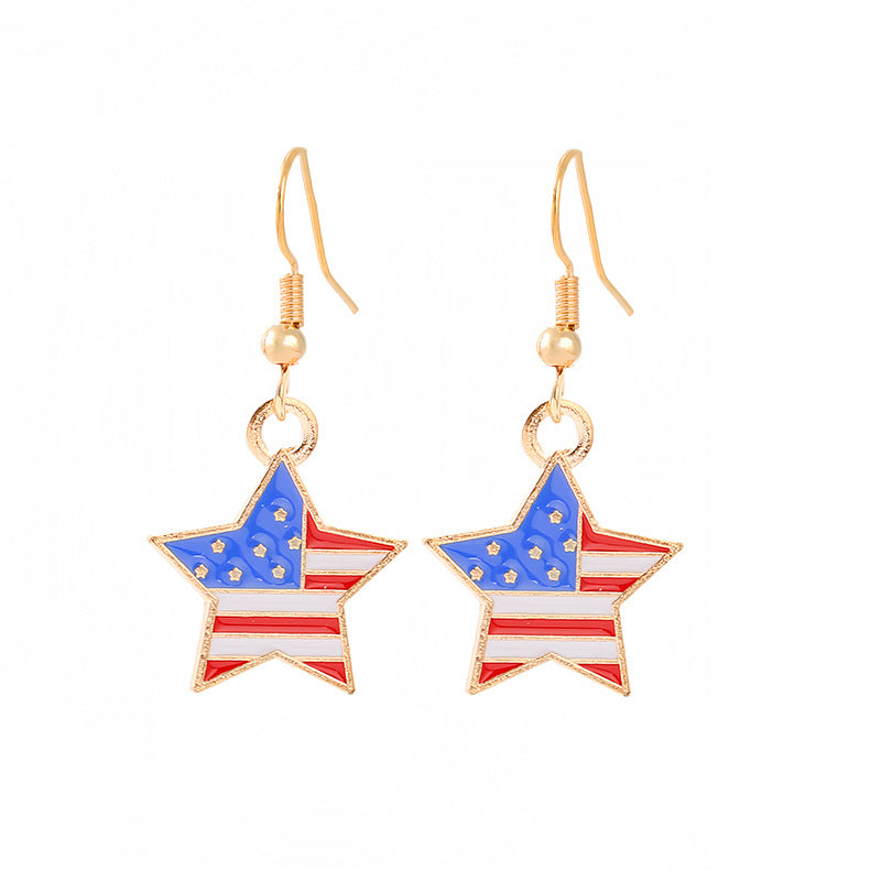 Women's nan patriotic horseshoe enamel dangle earrings with star-accented design and fishhook findings Bowlift