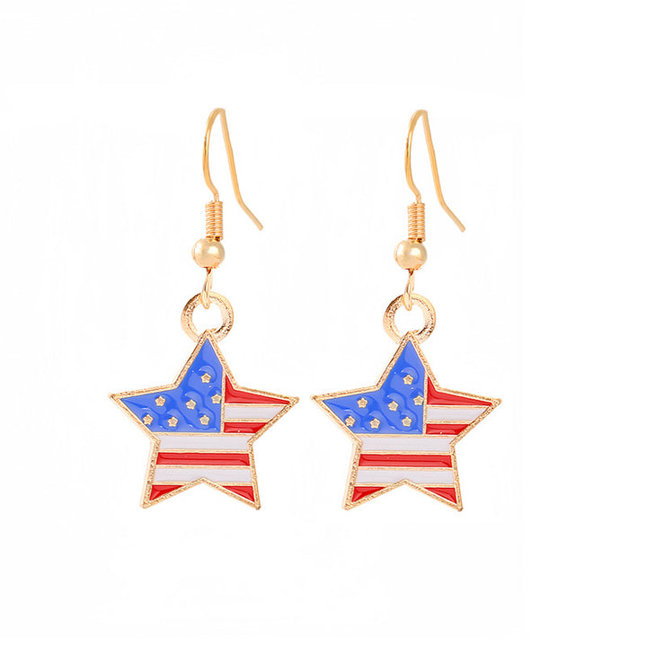 Women's nan patriotic horseshoe enamel dangle earrings with star-accented design and fishhook findings Bowlift