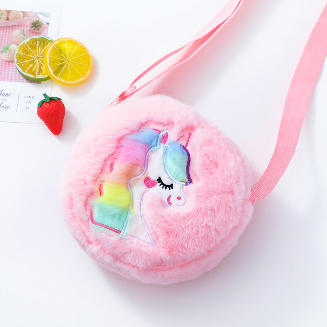 Plush shoulder bag with unicorn motif Bowlift