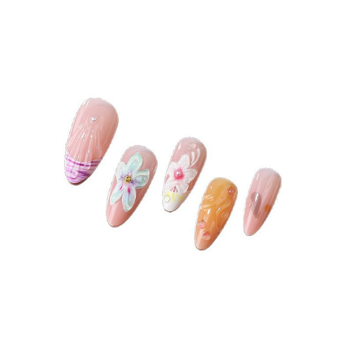 Artistic Floral Press-On Nail Set Bowlift