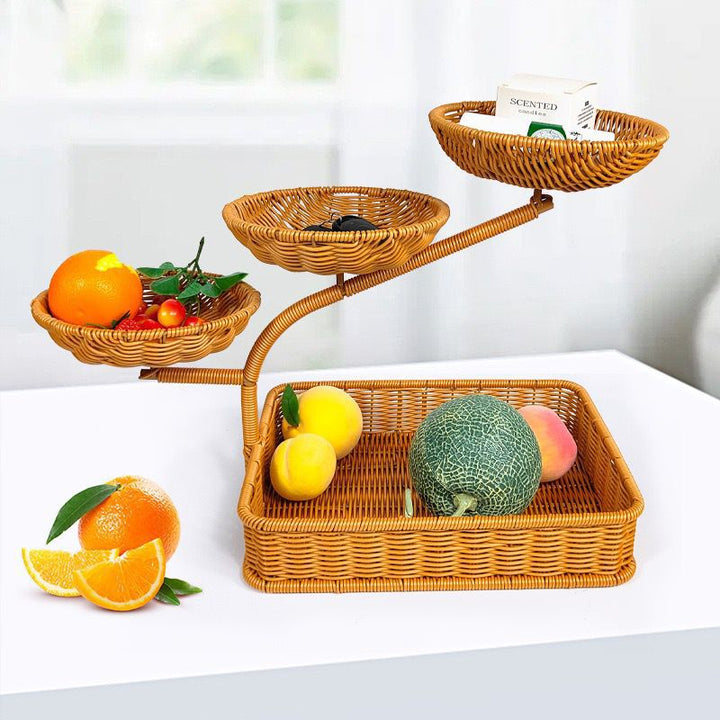Unisex fruit and vegetable rack made of rattan with multiple levels Bowlift
