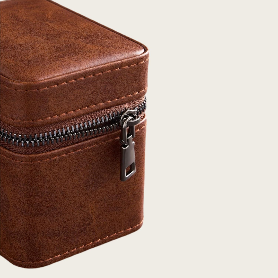 Leatherette Travel Watch Case with Suede-Lined Interior and Tool Pouch Bowlift